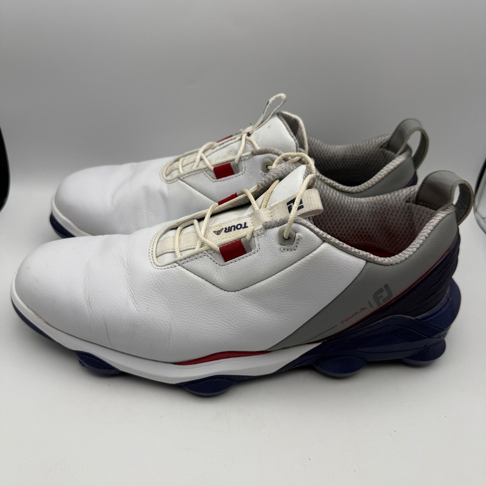 FootJoy Tour Alpha Golf Shoes Men 11 XW White Grey Navy Spiked 55500